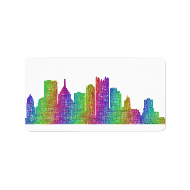 Etiqueta Skyline de Pittsburgh (Frente)