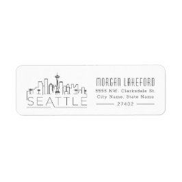 Etiqueta Skyline estilizada de Seattle |