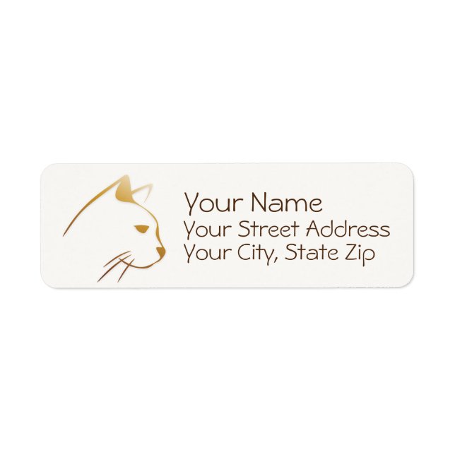 Etiqueta Sleek Shades of Brown Cat Sketch (Frente)