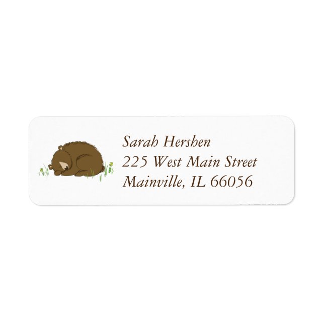 Etiqueta Sleeping Bear Baby Shower Woodland (Frente)