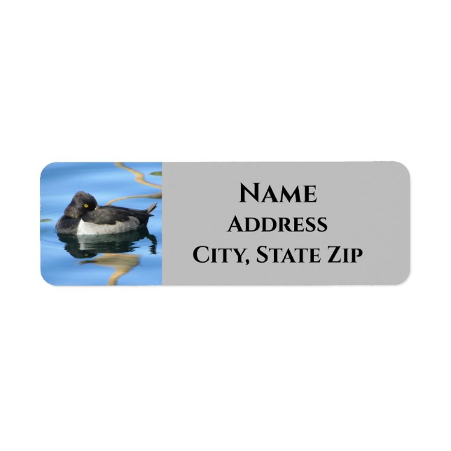 Etiqueta Sleepy Black White Duck Photo Reflation Nature (Frente)