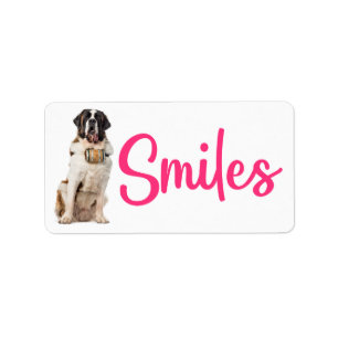 Etiqueta Smiles Saint Bernard Puppy Dog St Bernard Hello