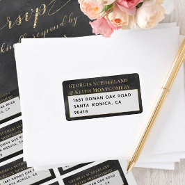 Etiqueta Smoky Black Gold Elegant Wedant RSVP Return Mail