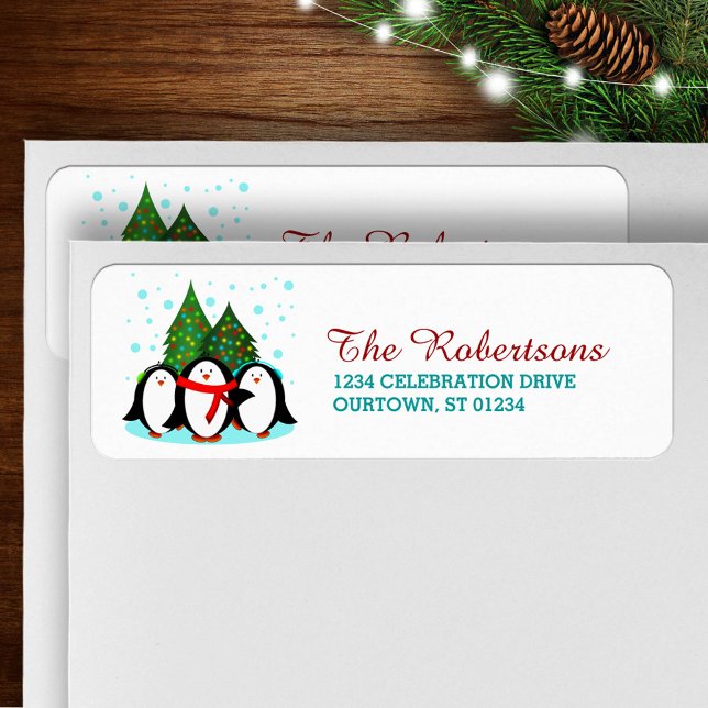Etiqueta Snow Penguins Christmas Address Labels (Subido por el creador)