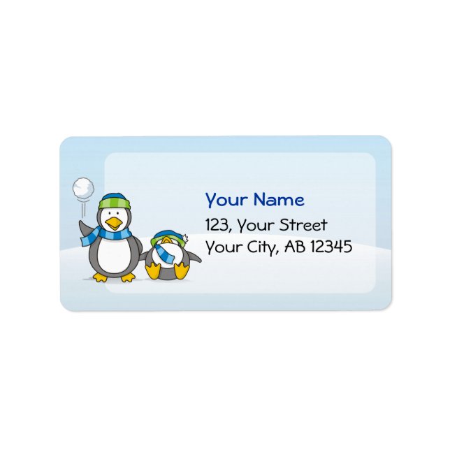 Etiqueta Snowballing penguins (Frente)