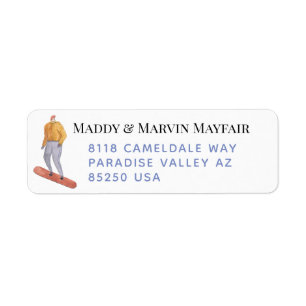Etiqueta Snowboarder Easy-To-Read Return Address Label