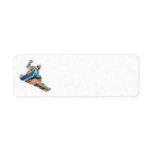 Etiqueta Snowboarder in a Psychedelic Zebra Pattern