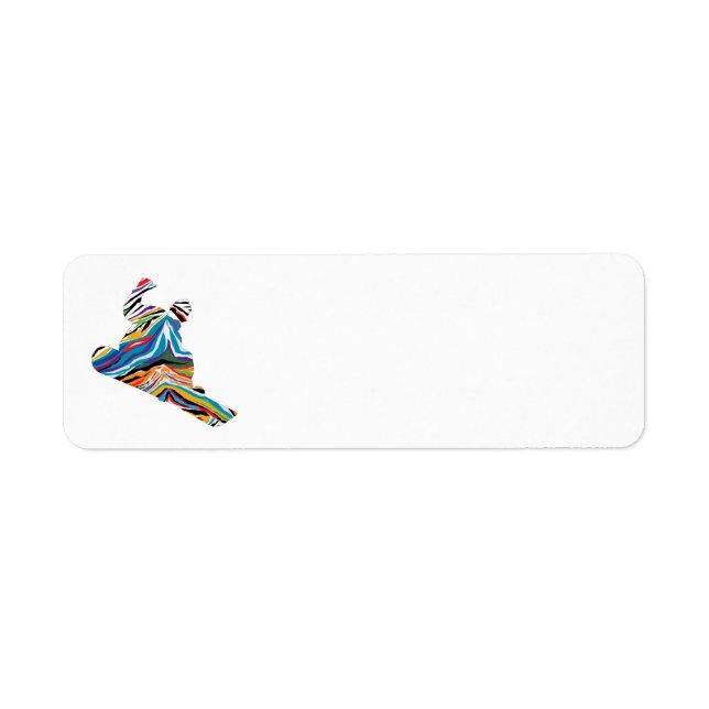 Etiqueta Snowboarder in a Psychedelic Zebra Pattern (Frente)