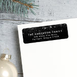 Etiqueta Snowdrift Black Holiday Return Address<br><div class="desc">Add a festive touch to your holiday envelopes with our wintry-themed return address labels! The labels display your name and address in white modern lettering with white snow flurries on a black background. The snowflake return address labels are perfect to use for Christmas cards, holiday party invites, and everyday correspondence....</div>