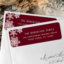 Etiqueta Snowflake Red Christmas Holiday Return Address