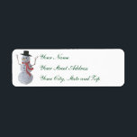 Etiqueta Snowman<br><div class="desc">Pastel drawing of a festive,  smiling snowman! Customize by changing the background color to suit yourself,  or by adding/changing text.</div>