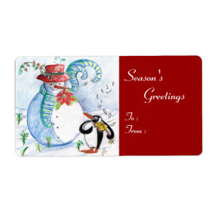ETIQUETA SNOWMAN AND PENGUIN'S WINTER SERENADE