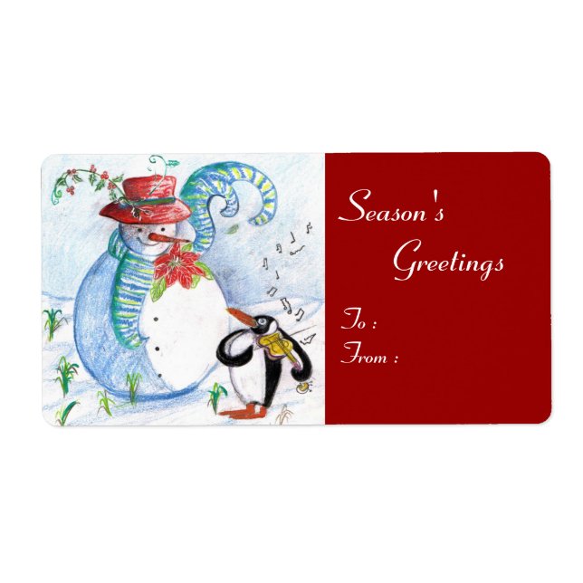 ETIQUETA SNOWMAN AND PENGUIN'S WINTER SERENADE (Frente)