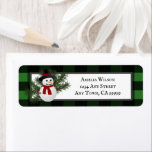 Etiqueta Snowman Buffalo Plaid Return Address Label<br><div class="desc">Personalize your own unique return address label adorned with a set of Snowman Buffalo Plaid Return Address Labels. Label design features a jolly snowman adorned with pine sprigs against a buffalo plaid background. Additional matching stationery items available with this design as well. If you need assistance with personalization, please contact...</div>
