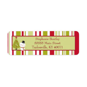 Etiqueta Snowman Christmas Tree Return Address Label