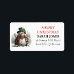 Etiqueta Snowman cute Merry Christmas Wiers<br><div class="desc">Navidades Snowman Cute Watercolor Wire Conveniencia es clave en esta temporada de actividad! Visite nuestra tienda Zazzle para explorar la colección completa de Navidades de color de agua dulce Snowman. Con sólo unos pocos clics, usted puede tener estos deliciosos diseños entregados a su puerta. Si necesitas más personalización, por favor,...</div>