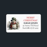Etiqueta Snowman cute Merry Christmas Wiers<br><div class="desc">Navidades Snowman Cute Watercolor Wire Conveniencia es clave en esta temporada de actividad! Visite nuestra tienda Zazzle para explorar la colección completa de Navidades de color de agua dulce Snowman. Con sólo unos pocos clics, usted puede tener estos deliciosos diseños entregados a su puerta. Si necesitas más personalización, por favor,...</div>