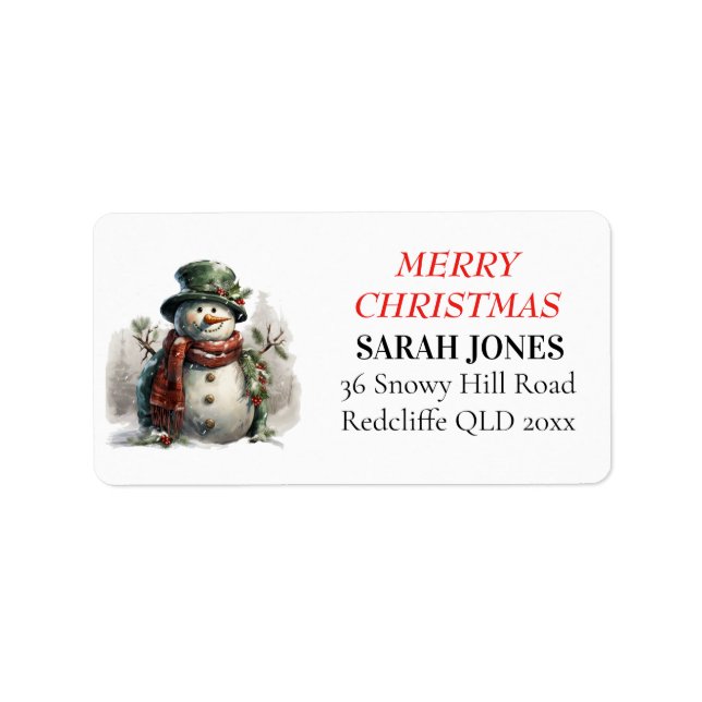 Etiqueta Snowman cute Merry Christmas Wiers (Frente)