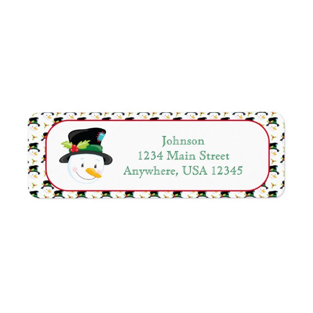 Etiqueta Snowman en Tophat personalizado (Frente)