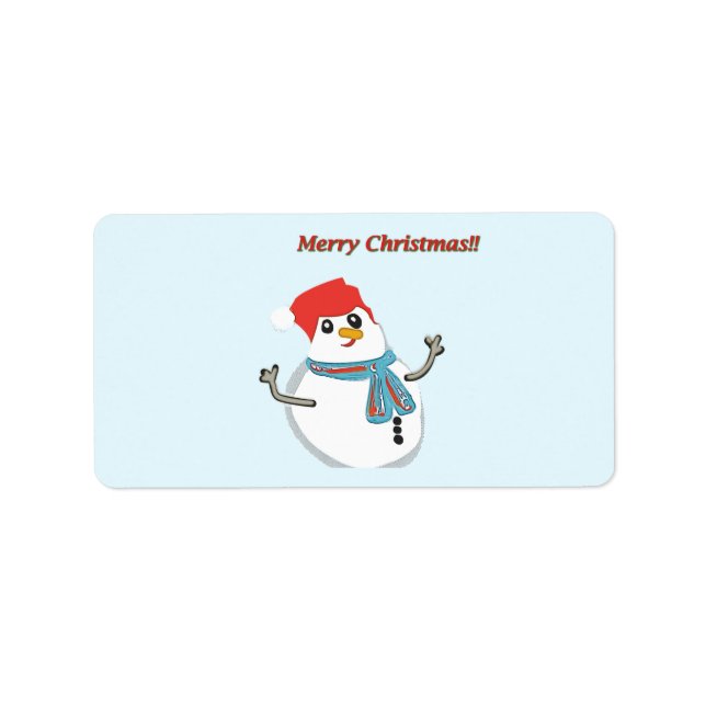 Etiqueta Snowman. Merry Christmas. (Frente)