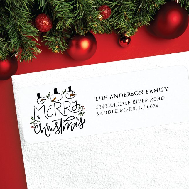 Etiqueta Snowman Merry Christmas (Subido por el creador)