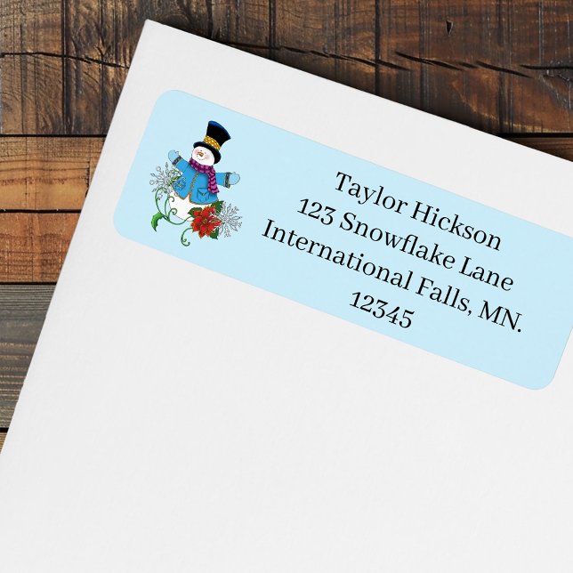 Etiqueta Snowman Snowflakes Poinsettia (Subido por el creador)