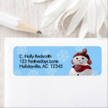 Etiqueta Snowman with Snowflakes in a Winter Sky<br><div class="desc">Add a touch of festive to your year-end correspondence with these holiday-inspired address labels!

This smiling snowperson in a winter wonderland is sure to bring a smile to your face.

Design © W.H. Sim,  All Rights Reserved. See more at zazzle.com/expressionsoccasions</div>