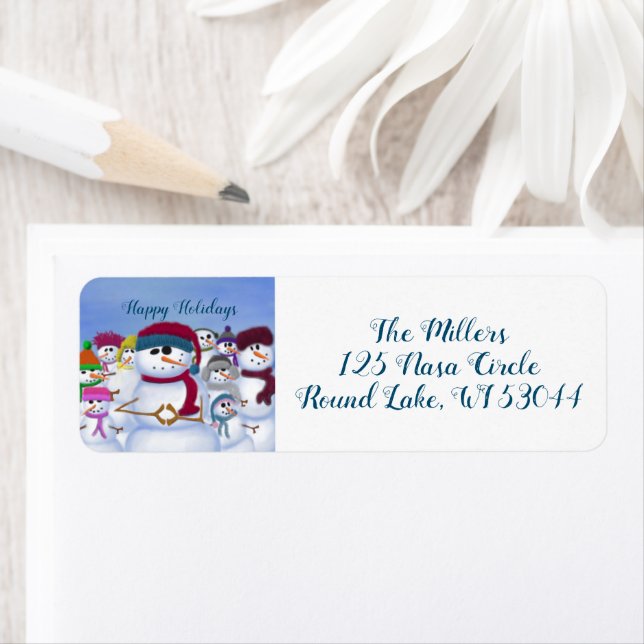 Etiqueta Snowmen lindo y caprichoso (In situ)