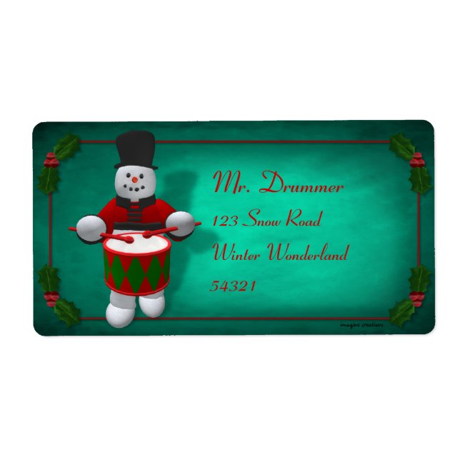 Etiqueta Snowmen vintage: Drummer (Frente)