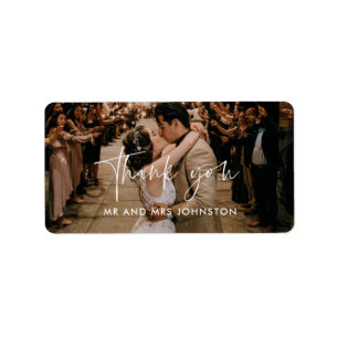 Etiqueta Sobre de Foto de Agradecimiento para Boda