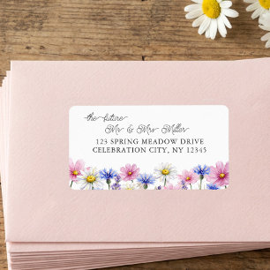 Etiqueta Sobre de RSVP de Flor Silvestre Prensada con Direc