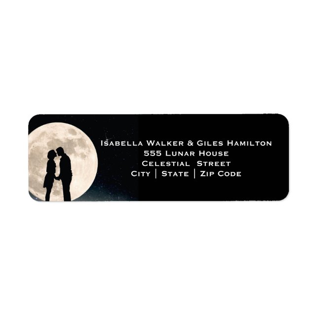 Etiqueta Sobre la luna y el Boda nocturno estrellado (Frente)