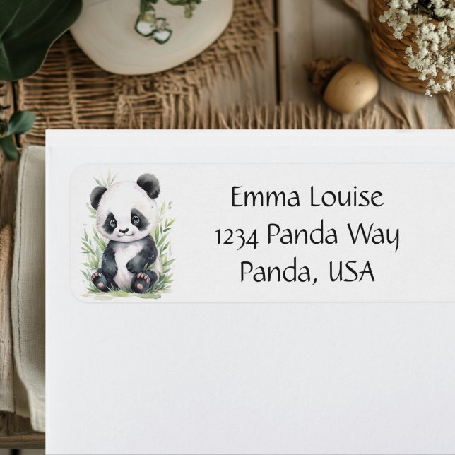 Etiqueta Sobre Panda y Bambú (Panda and Bamboo Address Label)