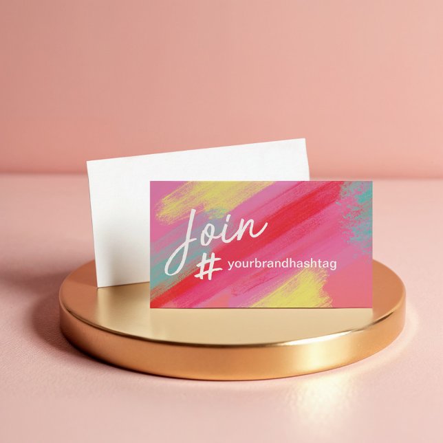 Etiqueta 'Social Media Artistic Pink Bruske' (Hashtag Social Media Artistic Pink Brush Stroke Business Card)