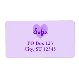 Etiqueta Sofía en morado