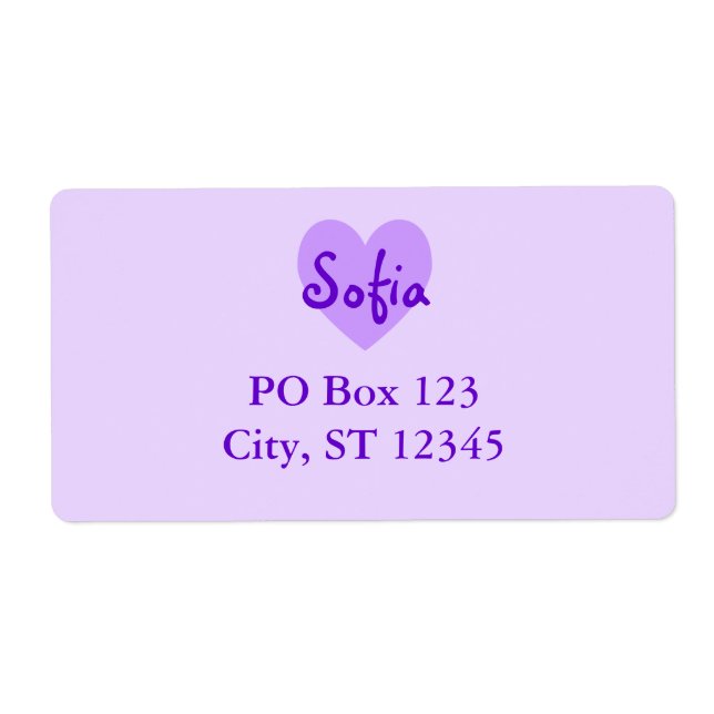 Etiqueta Sofía en morado (Frente)
