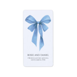Etiqueta Soft Blue Bow Boy Baby Shower Return Address