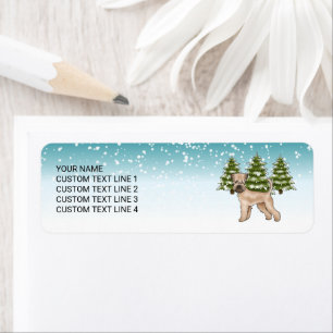 Etiqueta Soft-Coated Wheaten Terrier Bosque Invernal Nevado
