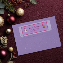 Etiqueta Soft Lilac Deer & Bear Holiday Return Address