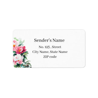 Etiqueta Soft Pink Peony & Eucalyptus Floral Return Address