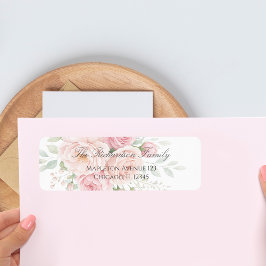 Etiqueta soft pink roses floral return adress label