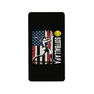 Etiqueta Softball Papá Bandera Americana de EE. UU.
