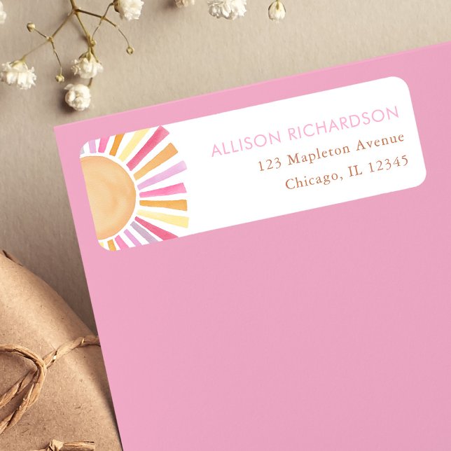 Etiqueta Sol boho tonos apagados naranja amarillo rosa (Subido por el creador)