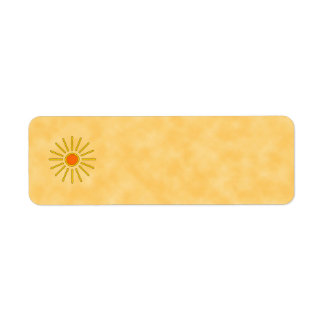 Etiqueta Sol de verano. Colores cálidos amarillos.