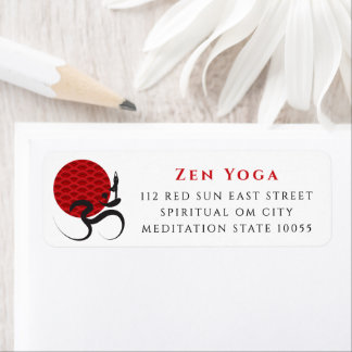 Etiqueta Sol Rojo Zen Yoga Espiritual Om Calligrafía De Pin