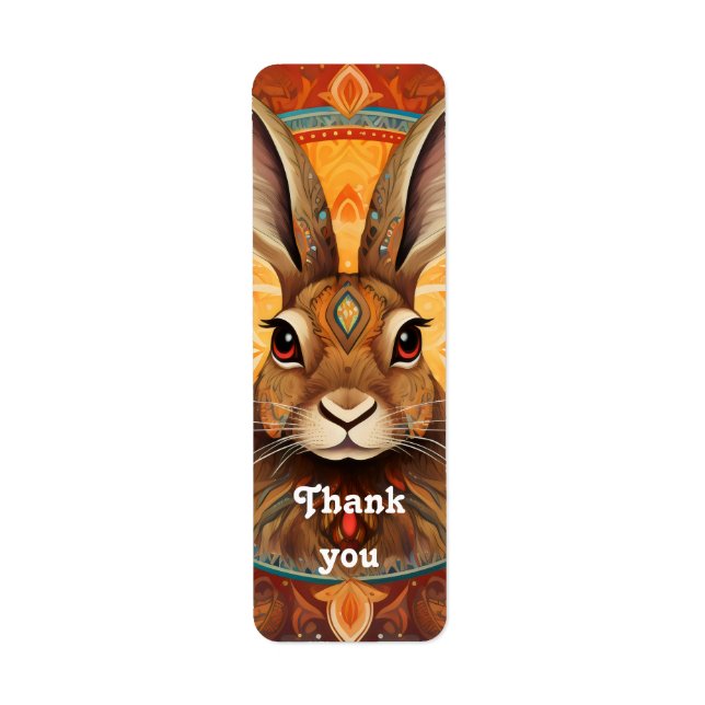 Etiqueta Solarpunk Bunny de ojos marrones (Frente)