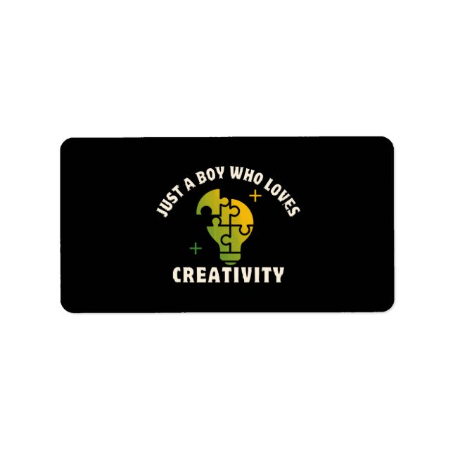 Etiqueta solo un chico que ama la creatividad (Frente)