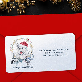 Etiqueta Sombrero de Santa Husky Dirección Personalizada de