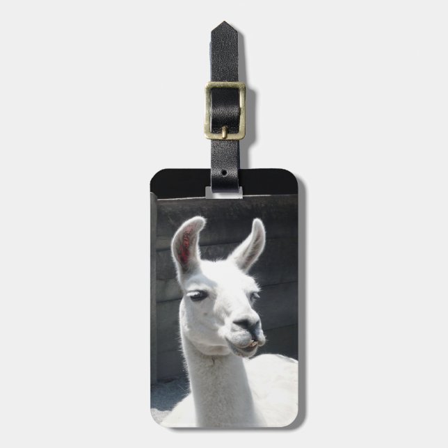 Etiqueta sonriente del equipaje de la llama (Frente Vertical)
