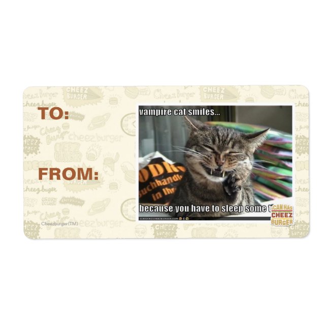 Etiqueta sonrisas de gato vampiro (Frente)